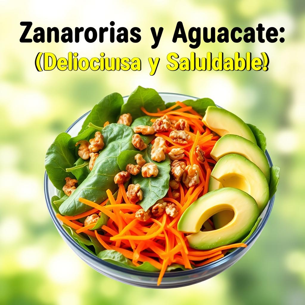 A fresh and vibrant depiction of a delicious and healthy Spinach, Carrot, and Avocado Salad