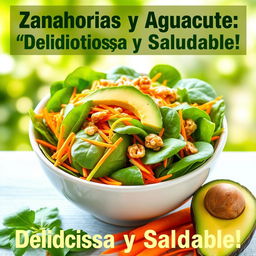 A fresh and vibrant depiction of a delicious and healthy Spinach, Carrot, and Avocado Salad