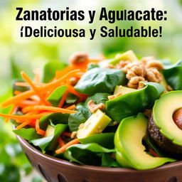 A fresh and colorful presentation of a delicious and healthy Spinach, Carrot, and Avocado Salad