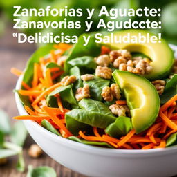 A fresh and colorful presentation of a delicious and healthy Spinach, Carrot, and Avocado Salad