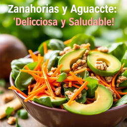 A fresh and colorful presentation of a delicious and healthy Spinach, Carrot, and Avocado Salad