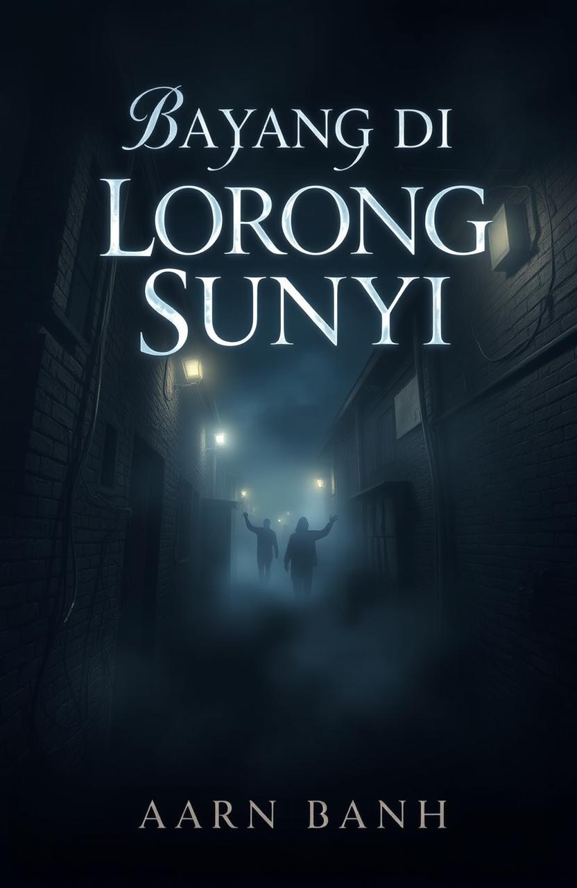 A haunting and atmospheric novel cover for 'Bayang Di Lorong Sunyi'