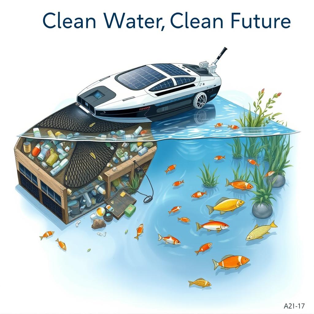 A detailed poster concept focused on a pressing environmental issue: garbage in water bodies and dirty water