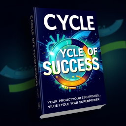 A dynamic and inspiring book cover design featuring the title "Cycle of Success: Unlocking Your Productivity Superpower" prominently displayed in bold, modern typography