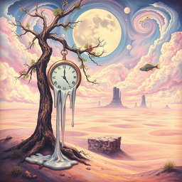 A dreamlike surrealism painting featuring an ethereal landscape that blends reality and imagination