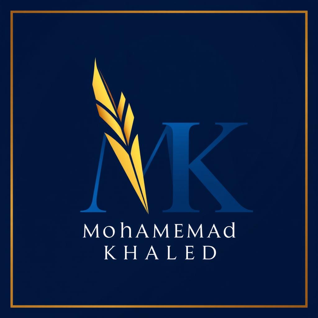 A modern and sleek logo design for a journalist named Mohammad Khaled