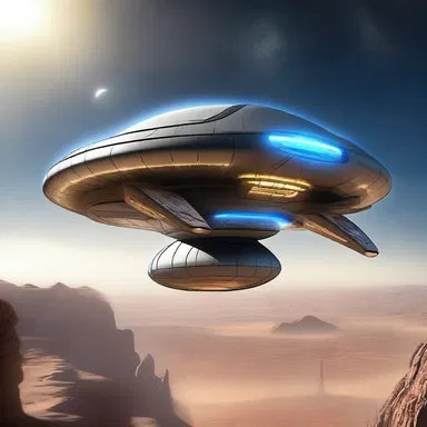 The spaceship was powered by harnessing the energy from the aether, allowing it to travel faster than the speed of light.