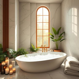 An artistic representation of a serene and luxurious bathroom