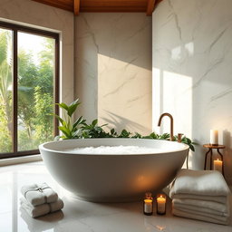 An artistic representation of a serene and luxurious bathroom
