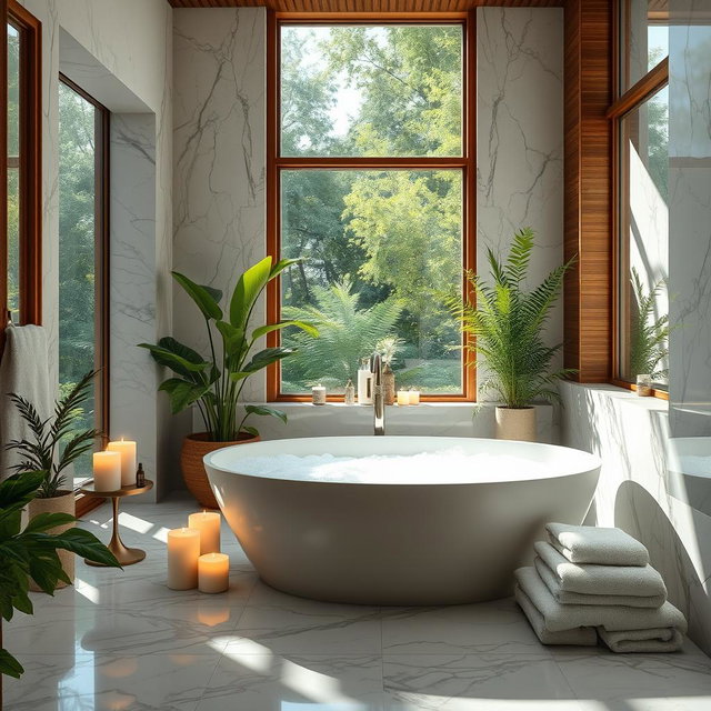 An artistic representation of a serene and luxurious bathroom