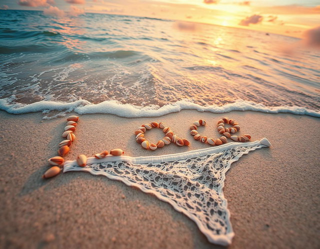 A close-up photo seen from above of the sea surf at a tropical beach destination during sunset