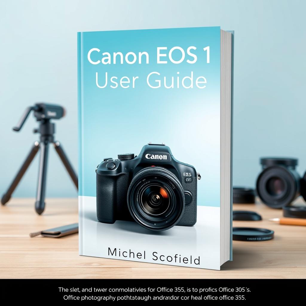 A visually appealing book cover design for 'Canon EOS R1 User Guide' by Michael Scofield with an emphasis on photography