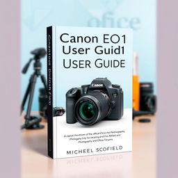 A visually appealing book cover design for 'Canon EOS R1 User Guide' by Michael Scofield with an emphasis on photography