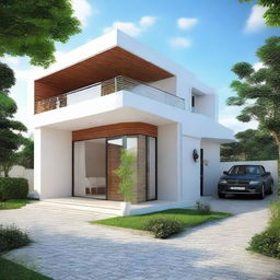 A 2-bedroom and 2-bathroom house on a 30 by 30 feet plot, complete with a dedicated area for car parking. The house exhibits tasteful architecture and thoughtful space utilization.