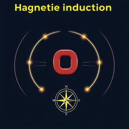 An engaging illustration depicting the concept of magnetic induction, featuring a strong magnet surrounded by a field of magnetic lines represented by glowing curves radiating outward