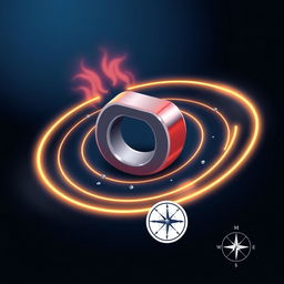 An engaging illustration depicting the concept of magnetic induction, featuring a strong magnet surrounded by a field of magnetic lines represented by glowing curves radiating outward