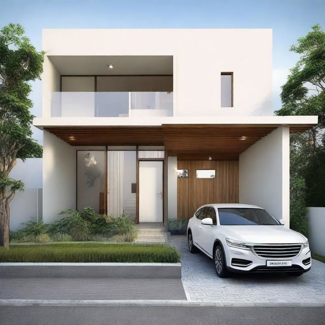 A 2-bedroom and 2-bathroom house on a 30 by 30 feet plot, complete with a dedicated area for car parking. The house exhibits tasteful architecture and thoughtful space utilization.