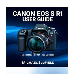 A captivating and informative book cover for 'CANON EOS R1 USER GUIDE' by Michael Scofield