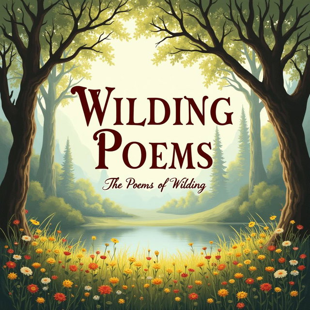 A captivating book cover for a poetry collection titled 'Wilding Poems' featuring the subtitle 'The Poems of Wilding' in elegant, smaller print beneath