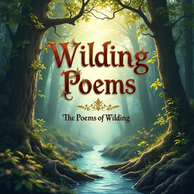 A captivating book cover for a poetry collection titled 'Wilding Poems'