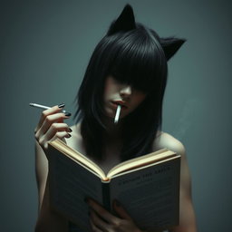 A girl with a wolf cut hairstyle, hair length up to her neck