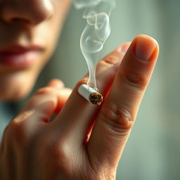 A close-up of a hand depicted in meticulous detail, showing two fingers parted slightly apart