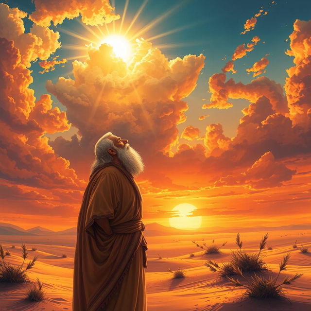 A vibrant and detailed illustration depicting the biblical scene of God's call to Abraham