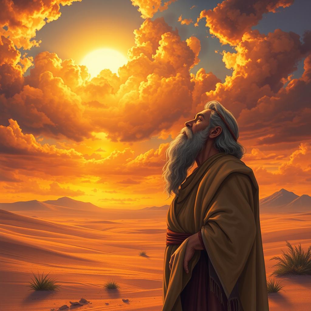 A vibrant and detailed illustration depicting the biblical scene of God's call to Abraham