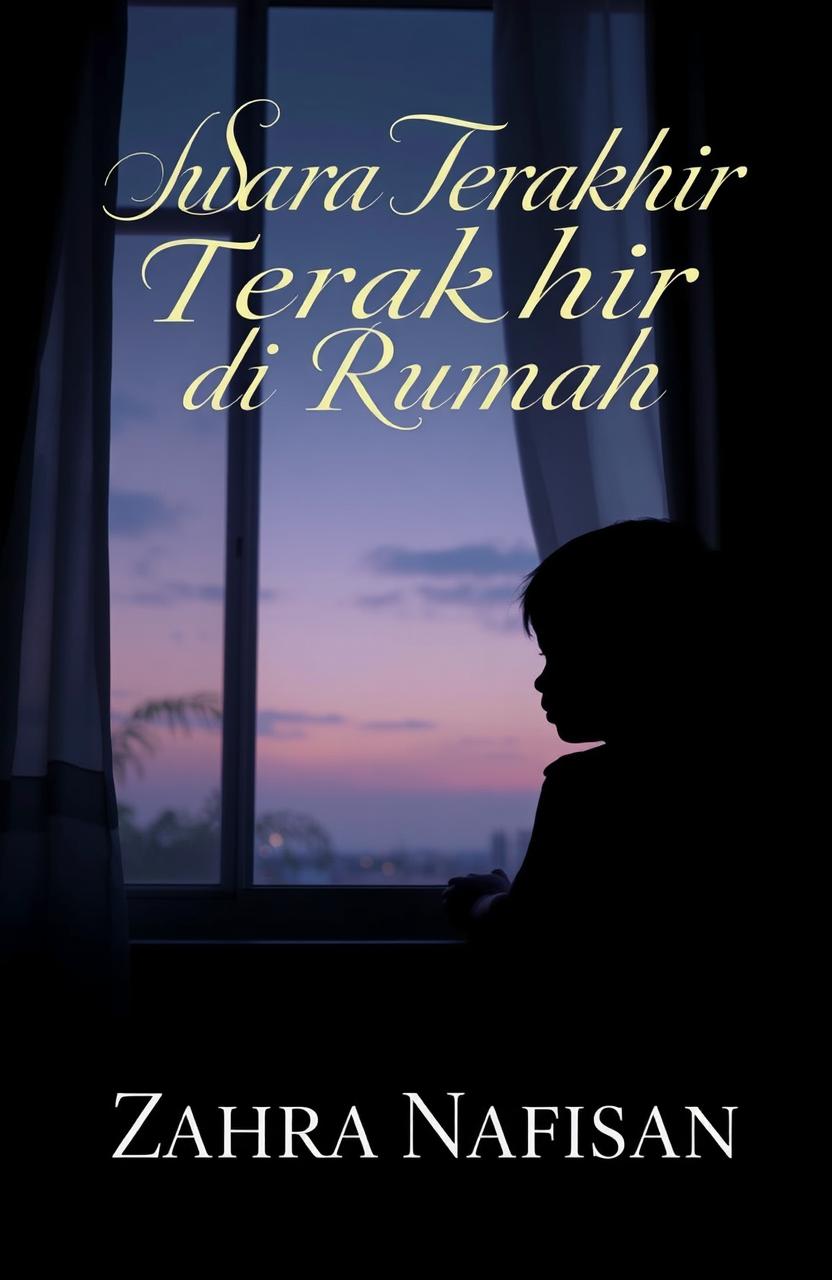 A book cover for 'Suara Terakhir di Rumah' by Zahra Nafisah, depicting the emotional struggles of the youngest child in a family