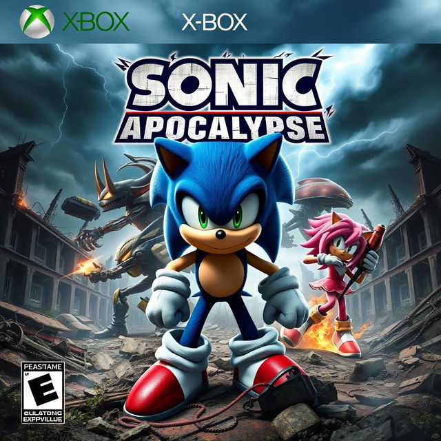 A striking cover art for an Xbox game titled 'Sonic Apocalypse'