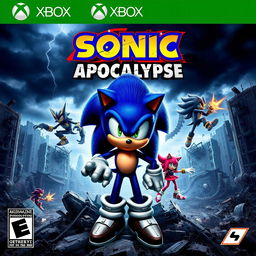 A striking cover art for an Xbox game titled 'Sonic Apocalypse'