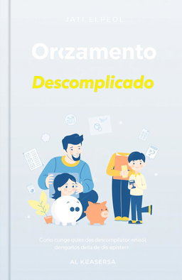 A beautifully designed cover for a guide titled 'Orçamento Familiar Descomplicado'