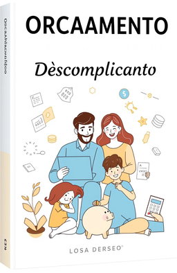 A beautifully designed cover for a guide titled 'Orçamento Familiar Descomplicado'