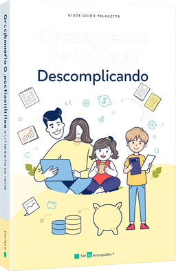 A beautifully designed cover for a guide titled 'Orçamento Familiar Descomplicado'