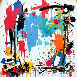 An abstract composition that visually represents the concept of 'always the artist, never the art'