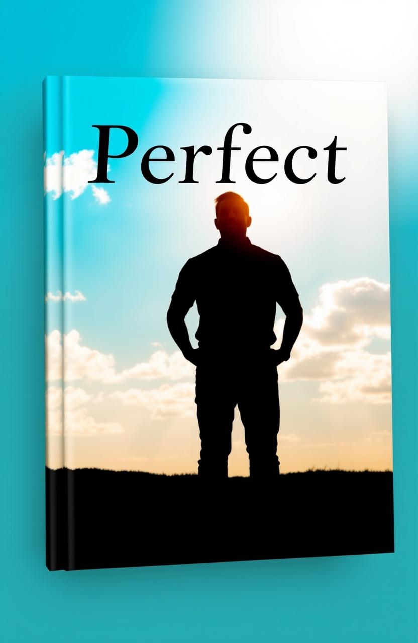 A book cover titled 'Perfect' featuring the silhouette of a man standing confidently against a bright, sunny background