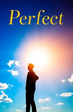 A book cover titled 'Perfect' featuring the silhouette of a man standing confidently against a bright, sunny background