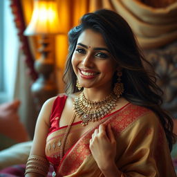A beautiful Indian woman in traditional attire, exuding confidence and sensuality