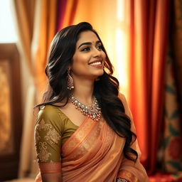 A beautiful Indian woman in traditional attire, exuding confidence and sensuality