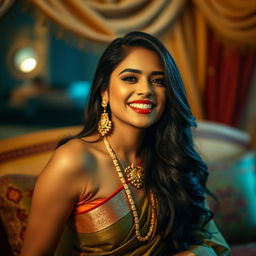 A beautiful Indian woman in traditional attire, exuding confidence and sensuality