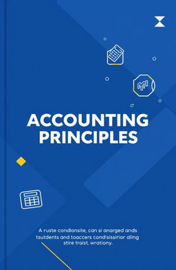 A modern and professional accounting book cover design, featuring a stylish blue theme with abstract geometric shapes