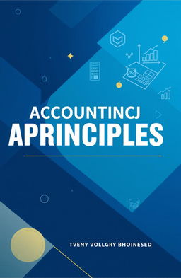 A modern and professional accounting book cover design, featuring a stylish blue theme with abstract geometric shapes