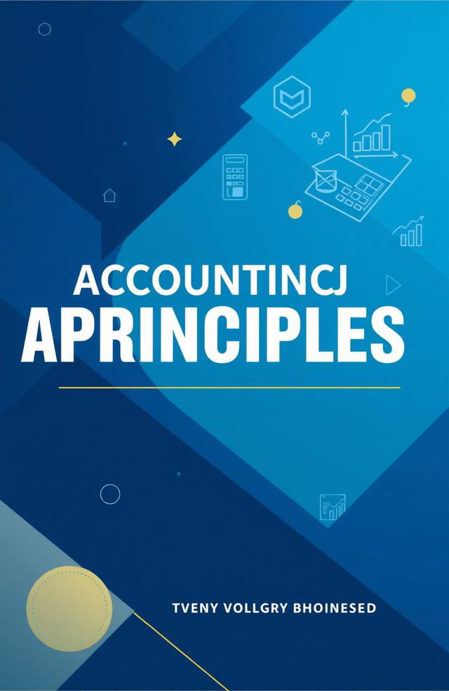 A modern and professional accounting book cover design, featuring a stylish blue theme with abstract geometric shapes