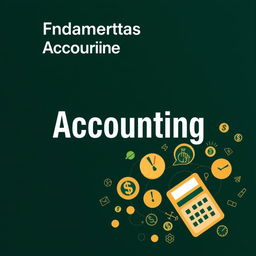 A sleek and modern accounting book cover design, emphasizing a deep green color palette with hints of gold