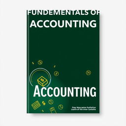 A sleek and modern accounting book cover design, emphasizing a deep green color palette with hints of gold