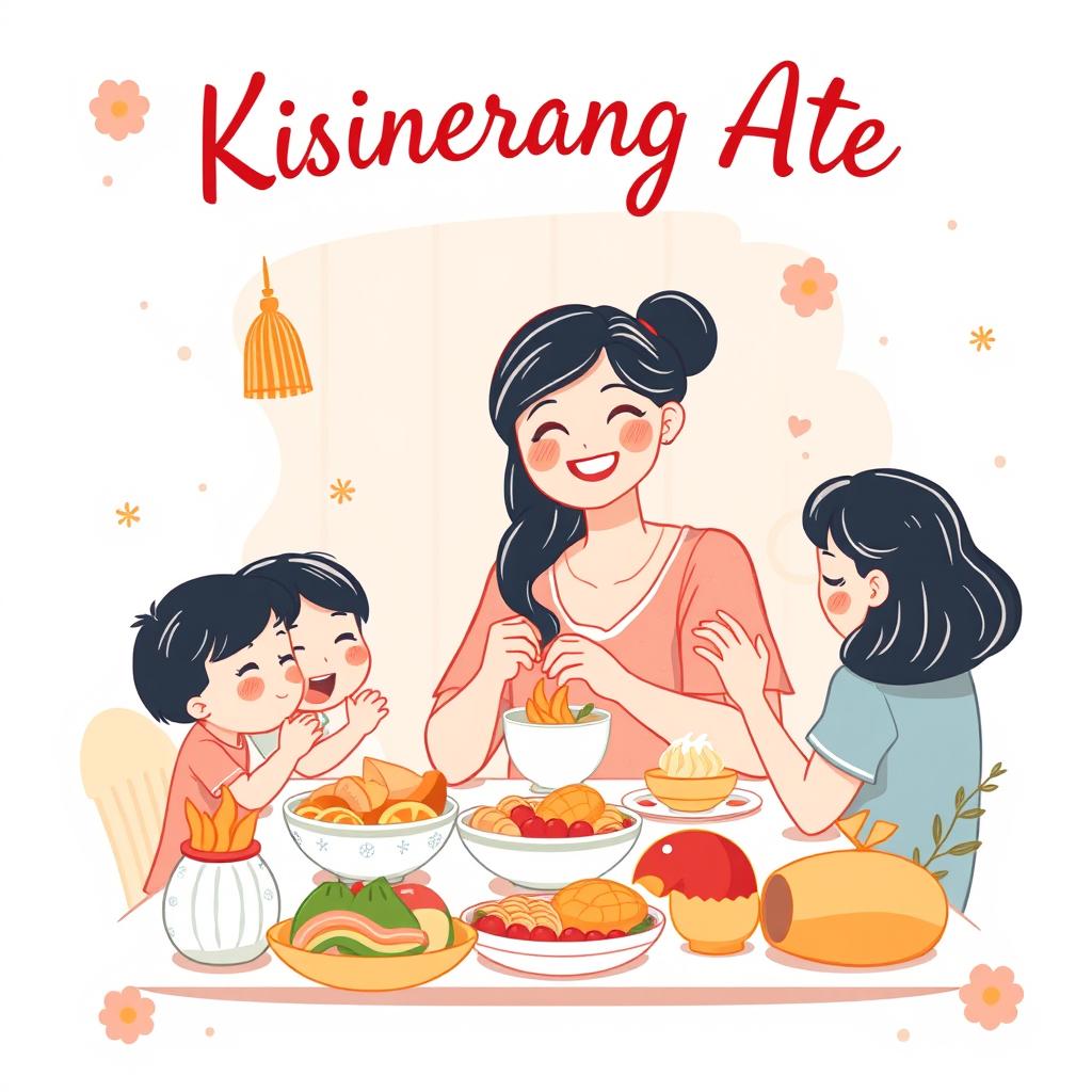 A heartwarming illustration representing the concept of "Kusinerang Ate," featuring a warm and inviting scene