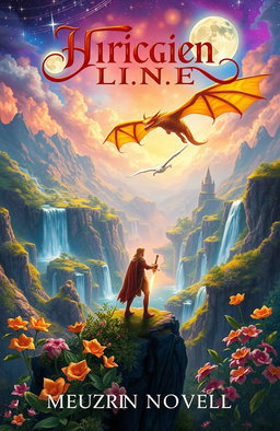 A fantasy novel cover depicting a magical landscape filled with vibrant colors