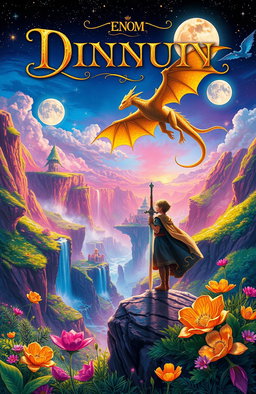 A fantasy novel cover depicting a magical landscape filled with vibrant colors