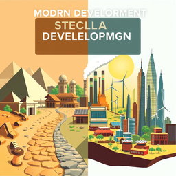 A visually striking flyer showcasing the evolution from ancient development to modern development