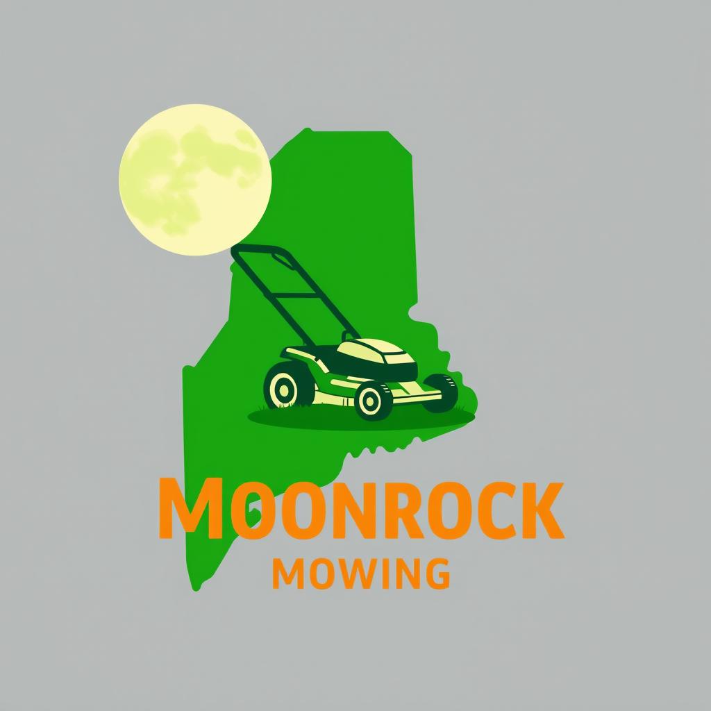 A creative logo design featuring the shape of the state of Maine as the outline filled with a vibrant green